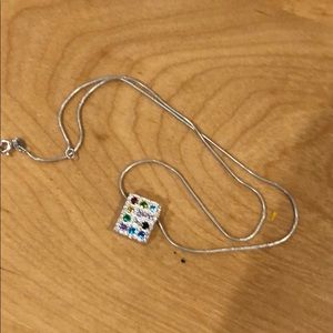 Colorful stone silver necklace